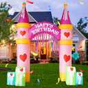 InfleasJoiy 10FT Inflatable Birthday Arch Birthday Decoration with Built-in LED Lights for Indoor and Outdoor Yard Lawn Decoration