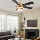 Dawn Whisper 52" Ceiling Fan with Light Gold Chandelier Fan DC Motor Dimmable LED Modern Ceiling Fan with Light for Bedroom Living Room