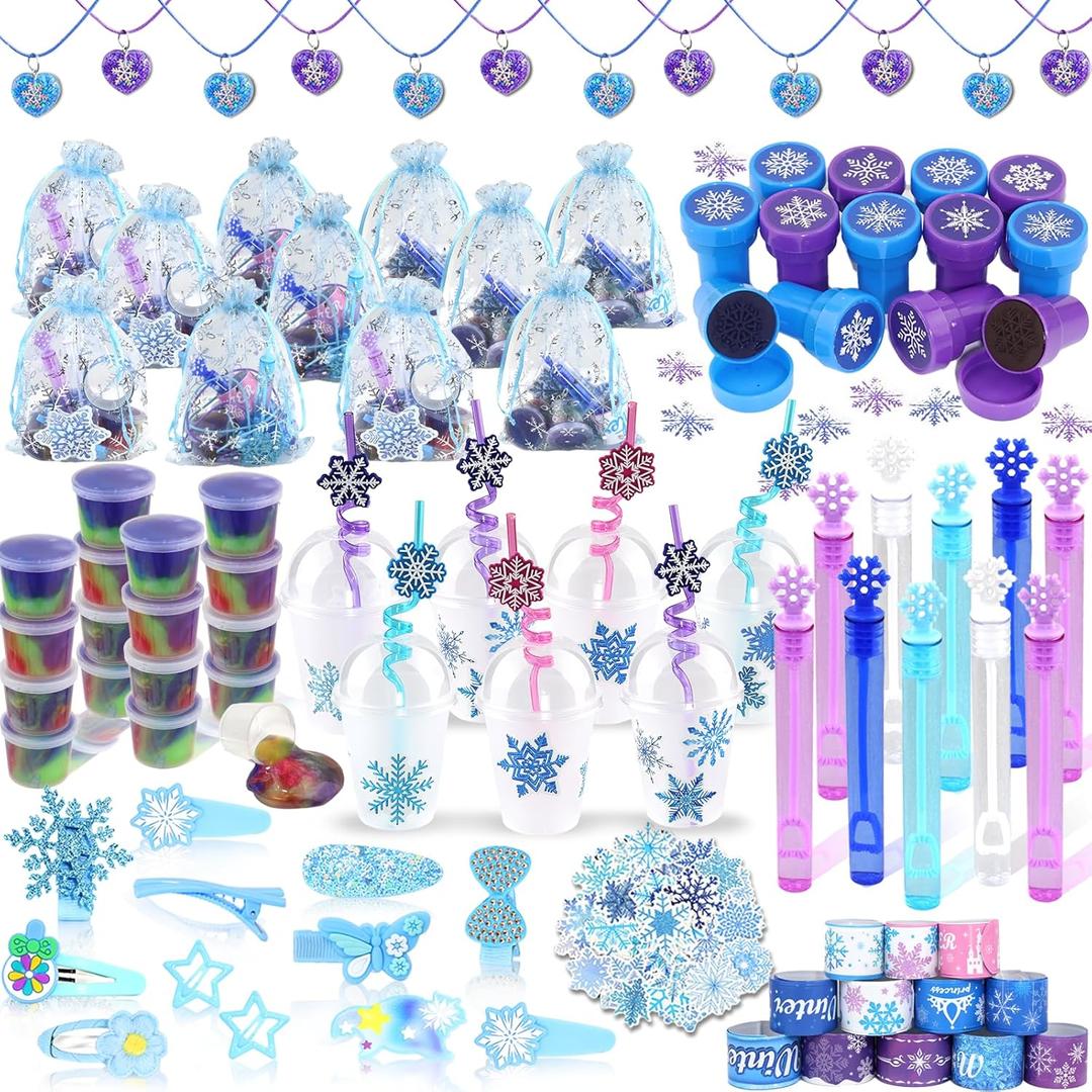 Frozen Party Favors, Snowflake Princess Theme Birthday Supplies Set 170PCS - With Various Party Toys Goodie Bag Stuffers, Piata Filling Perfect for Winter Party Decorations for Girls