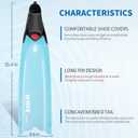 Full Pocket Long Blade Diving Fins for Freediving and Spearfishing Free Dive Fins, Designed and Made in Hong Kong Blue, 8.5-9.5
