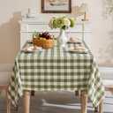 Spring Gingham Tablecloth Rectangle Table Cotton Linen Fabric Picnic Checkered Table Cloth Farmhouse Washable Wrinkle Free Buffalo Plaid Table Cover for Outdoor Birthday Party, Green, 60x75