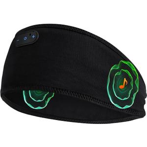 Bamboo Cotton Sleep Headphones,Ultra-Soft Wireless Headband Bluetooth for Side Sleepers, with 14H Playtime & Bluetooth 5.4, 4-in-1 Music Sleep Earphones for side sleeping(Black)