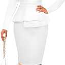 IbuduSexy Church Dresses for Women Bodycon Pencil Dress Business Wear to Work Sheath Suiting Dress (Small, White)