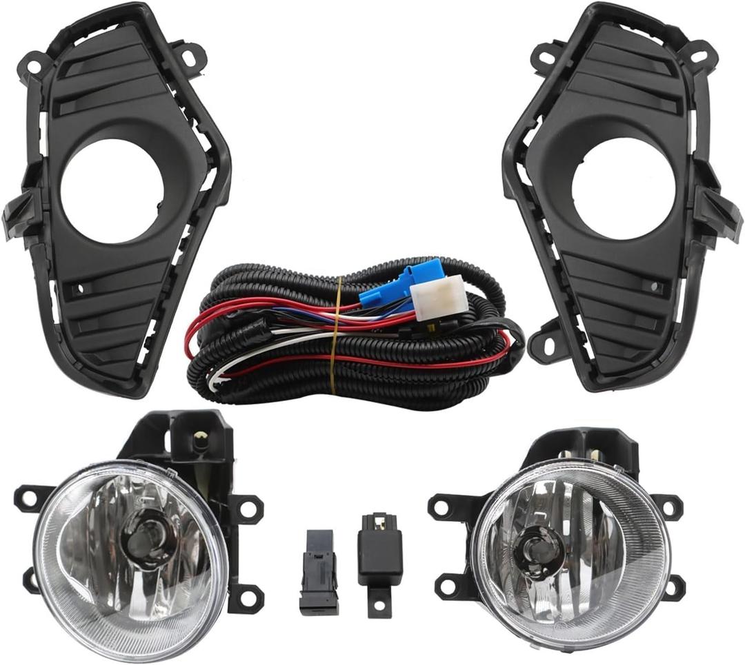 Driving Fog Lights Assembly Compatible with 2019-2023 R-A-V-Four Pair Clear Len Fog Lamps w/Switch & Wiring Harness Driver Side and Passenger Side