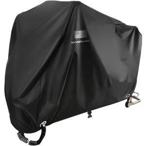 NEVERLAND Motorcycle Cover Waterproof Outdoor - Black Heavy Duty Scooter Cover, Motorbike Cover with Refletive Logo, Lock-Hole, Bandage, Storage Bag-Protect Against Dust, Debris, Rain and Weather(L) (L ( 87*38*44 inches ))