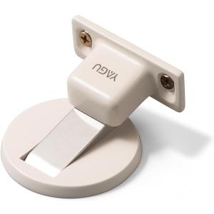 YAGU 1 Pack Invisible Magnetic Door Stopper, Zinc Alloy Door Catch with Dual Adhesive and Conceal Screw Mount No Drilling, Floor Mount Magnetic Door Holder for Bottom of Door (Beige)