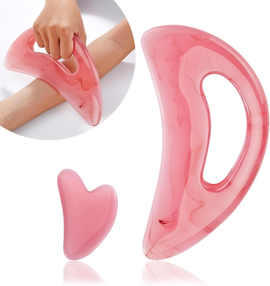 Large Body Gua Sha Tool - Resin Guasha Tool for Body, Face, Back, Legs, Body Sculpting Tools for Eliminate Cellulite and Promote Lymph Circulation, Pink