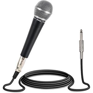 Pyle Handheld Microphone PDMIC58 - Dynamic Moving Coil Cardioid Unidirectional Includes 15ft XLR Audio Cable to 1/4'' Audio Connection