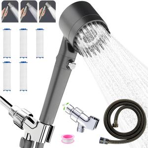 Filtered Shower Head with Handheld,Power Wash for Hard Water,High Flow Even with Low Water Pressure-Hand Held Showerhead Set, 5PCS Water Filter