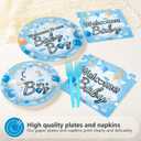 96Pcs Welcome Home Baby Boy Party Decorations Welcome Baby Boy Birthday Plates and Napkins Tableware Sets for Boys Baby Shower Gender Reveal Newborn Birthday Party Supplies Serves 24
