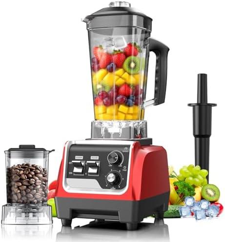 H-Duka 1800W Smoothie Blender and Grinder Combo 70OZ Large Capacity Countertop Blenders for Kitchen High Speed Blender for Smoothies Ice Crushing Frozen Drinks Puree (Dark Red)