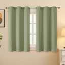 Simplebrand Sage Green Room Darkening Curtains for Bedroom 45 Inches Long 2 Panels Set, Sunlight Blocking Curtains for Small Windows, Grommet Energy Saving Thermal Insulated Short Drapes, 40Wx45L