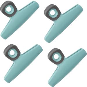 COOK WITH COLOR Food Clips - Wide Heavy Duty Chip Clips, Large Bag Clips for Food Storage with Air Tight Seal Grip, Pack of 4, Teal
