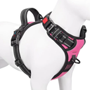 PHOEPET No Pull Dog Harness Medium Reflective Front Clip Vest with Handle,Adjustable 2 Metal Rings 3 Buckles,[Easy to Put on & Take Off](M, Pink)