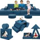 22Pcs Modular Kids Play Couch - Kids Couch for Playroom Bedroom Living Rooms Toddler Sofa for Inspiring Child CreativityChildren Convertible Foam Sofa (Blue)