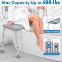 Tub Transfer Bench for Bathtub, Shower Chair for Inside Shower with Backrest & Armrest, 400 Lb Capacity, Height Adjustable Shower Seat, Non-Slip Aluminum Shower Chair for Elderly and Disabled, Gray