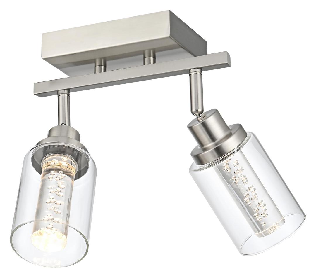 MELUCEE 5 Light LED Track Lighting Kit Brushed Nickel Rotatable Spotlight Kitchen Track Lighting Fixtures Ceiling Mount Bathroom Wall Sconce with Clear Glass, Built-In LED Chips, 5-Color Temperature