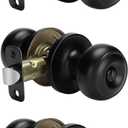 goldenwarm Black Interior Door Knobs, Matte Black Keyless Privacy Door Knob, Black Bedroom Door Knobs, Black Door Knobs Interior Bulk, Indoor Bathroom Door Knob(3 Pack, Matte Black)