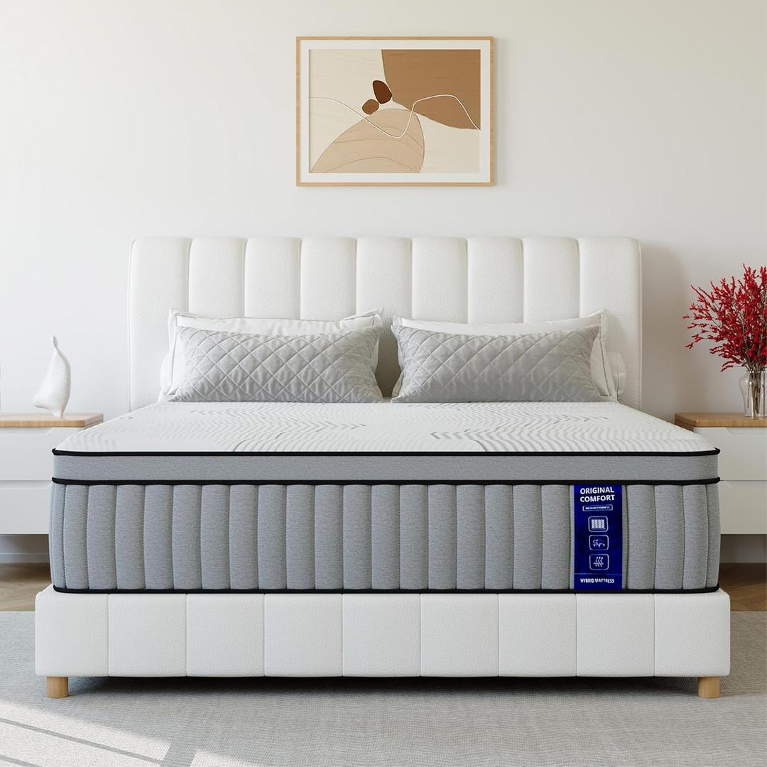 SynthoSpace Full Size Mattress 12 Inch Hybrid Mattress in a Box, Medium Firmness, Memory Foam and Individual Pocket Springs for Motion Isolation & Pressure Relief, CertiPUR-US Certified, 54" × 75"