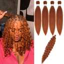 Bright Ginger Bob Braiding Hair Pre stretched Short Hypoallergenic Boho Curly Hair for Braiding Itch Free Knotless Deep Wave Braids for Black Women (16 Inch-Packs of 5)