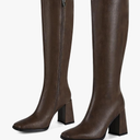 Wetviro Knee High Boots for Women Tall Boots Womens Chunky Block Heel Dress GoGo Long Boots(Brown, 10)