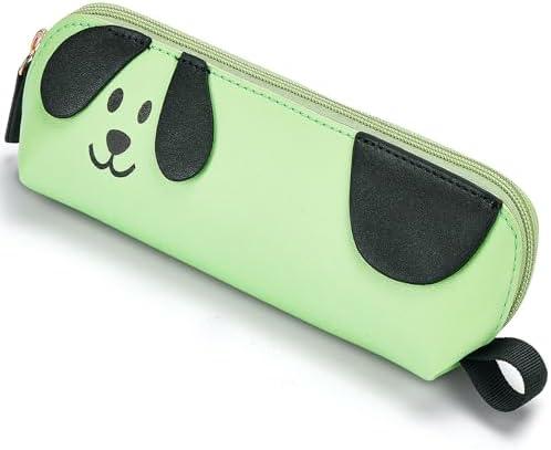 3D Dog Pencil Pouch -Cute Pencil Case - Durable TPU, Waterproof, Spacious School Supply Organizer for Kids, Teens, and Artists (Green) set of 3