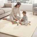 Goyuu Ultra Soft 1.3" Thick Baby Play Mat for Floor, 71x79 Playpen Mat Elasti-Foam Padded Crawling Mat for Babies, Toddlers, Infant, Kids, Non-Slip Backing Safe for Tummy Time, Beige