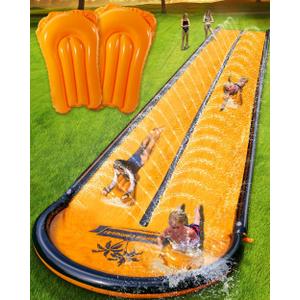 22ft Slip Water and Slide for Kids Adults, Extra Long Backyard Water Slide for Kids Ages 5-8 8-12 with Pool and 2 Inflatable Bodyboards, Summer Outdoor Games Water Toys