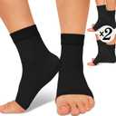 2 Pack Ankle Brace Compression Sleeve 8-15 mmHg Open Toe ompression Socks Women&Men for Swelling,Plantar Fasciitis,Sprain Black S/M