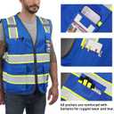 Dib Safety Reflective Mesh Vest High Visibility Two Tone with Pockets and Zipper, Blue Mesh with Yellow Trim 2X