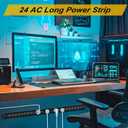 24 Outlet Long Power Strip, Heavy Duty Metal Power Strip with 10 ft Long Extension Power Cord for Cabinet, Industrial, Commercial Home Wall Mount Power Strip,ETL Listed (Black)