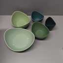 Notakia Salad Decorative Bowls Lotus Shaped Pasta Bowls Dishwasher Safe, Unique Angled Ceramic Bowls for Salad, Pasta, Soup, Rice, Prep, Ideal for Restaurant (Green)