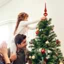 Homoyoyo Christmas Tree Topper Xmas Tree Sequins Adornment Red Delicate Xmas Treetop Decoration Ornament