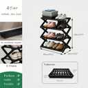 4 Tier Bamboo Shoe Rack Black,Portable Folding Shoe Storage Rack,Without Installation Small Shoe Rack Perfect for Corridors, Drom, Bedrooms and Small Spaces