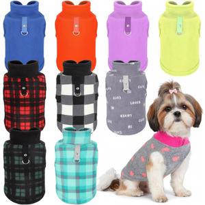 Reginary 10 Pack Large Dog Sweaters Fleece Pet Dog Clothes with Leash Ring Soft Warm Winter Puppy Plaid Shirt(Stylish)