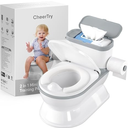 CheerTry 2-in-1 Toddler Potty Training Toilet - with Detachable Training Seat, Realistic Flushing Sound for Boys & Girls Ages 1-3 with Wipes Storage, Toilet Paper Holder