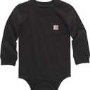 Carhartt Long-Sleeve Pocket Bodysuit (12 Months, Caviar Dark Black)