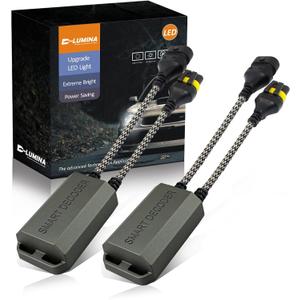 D-Lumina 9005 9006 H10 LED Canbus Decoder Anti-Flicker Harness, LED Bulbs Resistor Decoder Error Eliminator, LED Warning Canceller Capacitors Resistor (1 Pair)