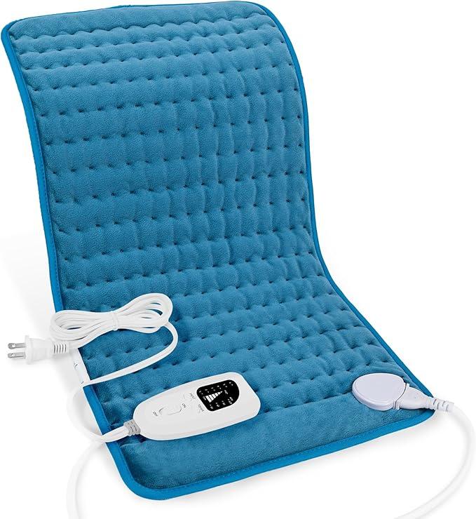 Deepsoon Heating Pad,Electric Heating Pads for Back,Neck,Moist Heating Pad for Abdomen Shoulder Knee Legs,Dry/Moist Heat&Auto Shut Off,Mother's Day Birthday for Men and Women,Blue,24x12 Inch