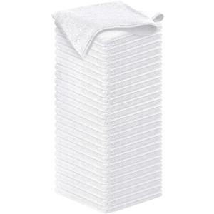 USANOOKS Microfiber Cleaning Cloth - White - 50Pcs (12.5x12.5 inch) High Performance - 1200 Washes, Ultra Absorbent Car Towel Traps Grime & Liquid for Streak-Free Mirror Shine - Car Washing Cloth, White