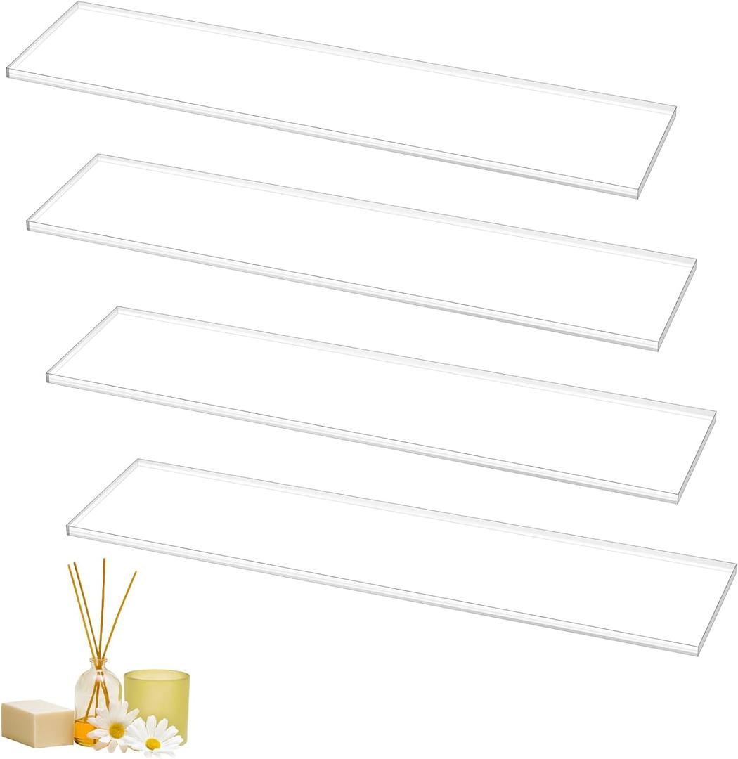 DERTE 4 Pack 13 Inch Medicine Cabinet Shelves 1/4 Inch Thick Acrylic Clear Medicine Replacement Shelf for Wall Mounted and Hanging Cabinets Kitchen Living Room Bathroom
