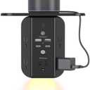 Wall Outlet Extender with Shelf and Night Light, Surge Protector, USB Wall Charger with 5 AC Outlets and 2 USB A Ports 2 USB C Ports Wide Space 3-Sided Power Strip Multi Plug Outlets, Black