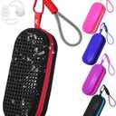 Swim Goggle Case For Swimming Goggles, Christmas Gifts for Swimmer, Protective Cases for Goggles with Clip (Black-red)