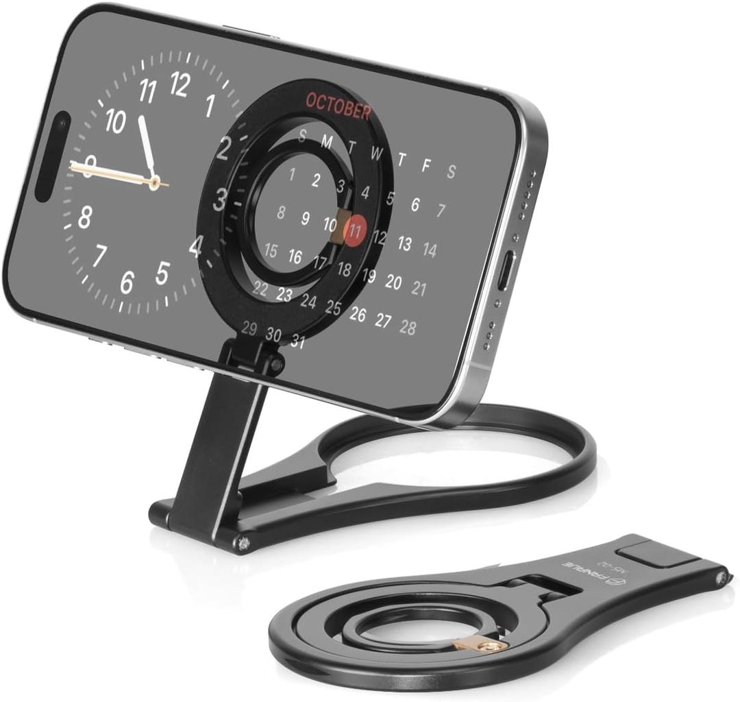 FANAUE Cell Phone Stand Holder, Desk Foldable Magnetic Phone Ring Grip, MagSafe Office Portable Smartphone Tripod Compatible with iPhone 16 15 14 13 12 Pro Max