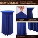 3 Packs Cocktail Table Covers Spandex Stretch Royal Blue Round Tablecloth With Skirt, 32"x 43" Upgraded Model High Top Fitted Dress for Party Wedding Banquet