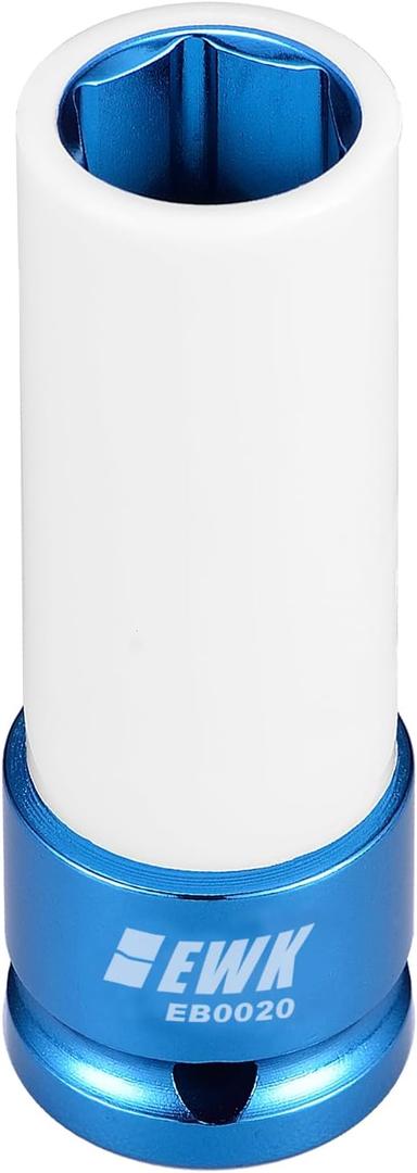 EWK 1/2" Drive 17 mm CR-MO Lug Nut Impact Socket, Non-Marring Thin Wall Wheel Rim Protector Socket