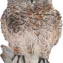 Owl Outdoor Statue Figurine Decoration, Hand-Painted Owl on Branch, Waterproof, Fade-Proof Sculpture for Garden, Patio, Home Decor Statue (Brown)