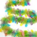 Easter Tinsel Garland, 33 Ft Easter Egg Tinsel Twist Hanging Decorations, Multicolor Fine Stripes Party Backdrop, Festive Home Indoor Outdoor Holiday Decor Supplies