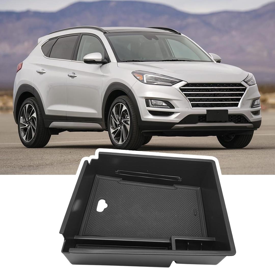 ABS Center Console Organizer Compatible with Hyundai Tucson 3th Gen 2016-2021 Storage Box Interior Accessories Embedded Storage Armrest Box (Black)