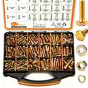 612pcs Heavy Duty SAE Grade 8 Bolts and Nuts Kit, 1/4-20,5/16-18,3/8-16,1/2-13 Bolt Assortment Kit Including Nuts Washers, Yellow Zinc Plated